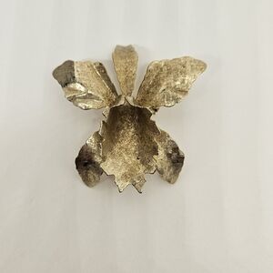 Iris Flower Brooch Pin Gold Tone Vintage